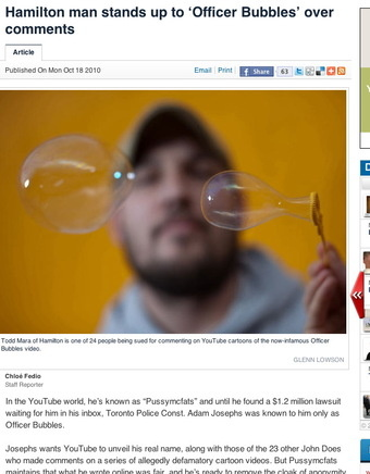 Illustration for article titled Meet the YouTube Commenter Sued for Mocking 'Officer Bubbles'